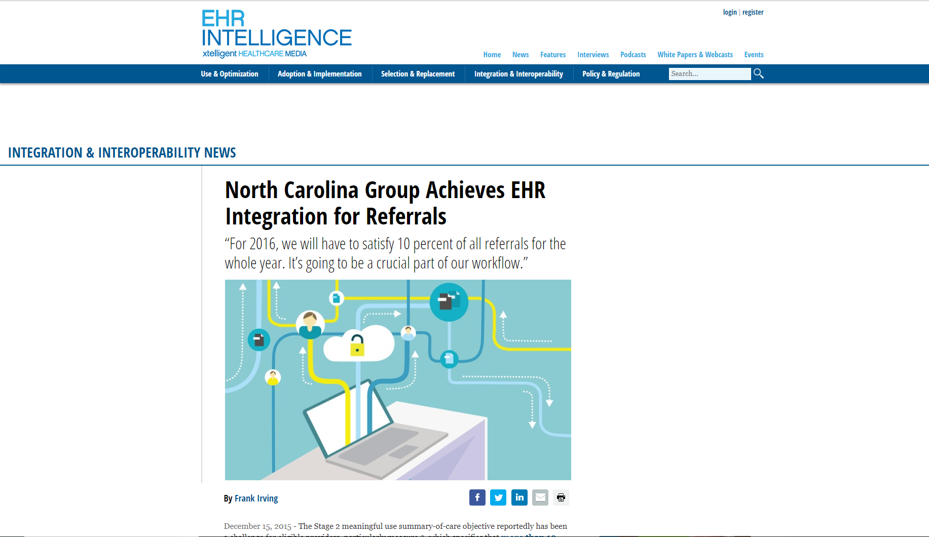 EHR Intelligence Article About Infina Connect Written By Mark Hefner, CEO